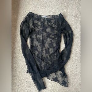 Free People Mesh Long Sleeve Top Size Small